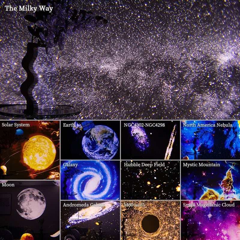 360 Rotating Planetarium Night Galaxy Projector